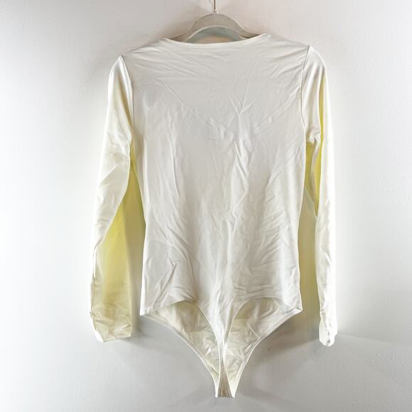 Abercrombie Square Neck Long Sleeve Bodysuit Cream White Large - Picture 4 of 4